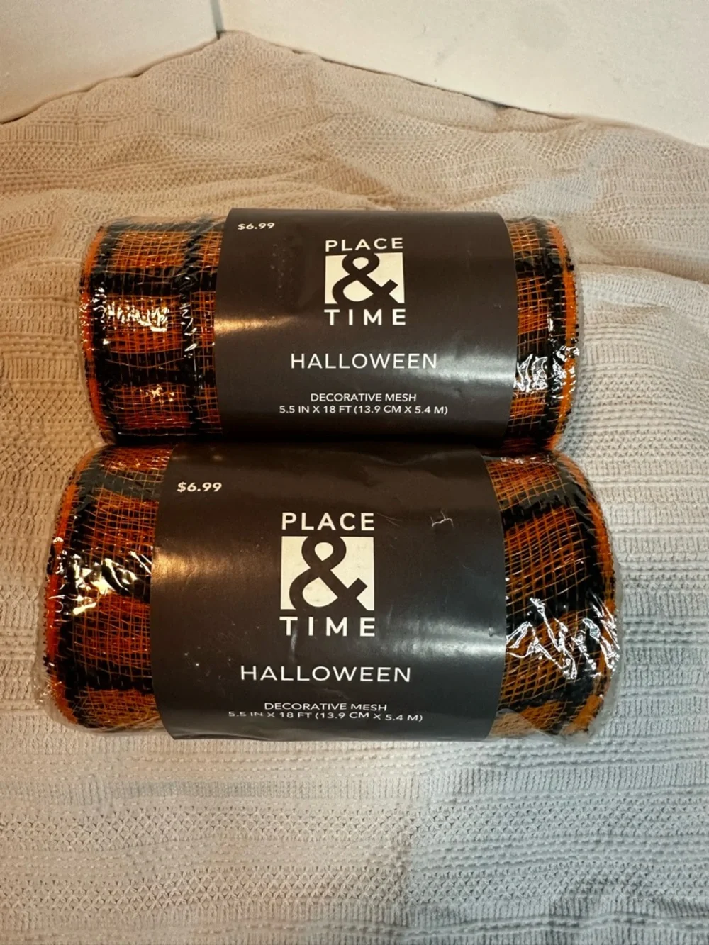 Place & Time Halloween Decorative Mesh Roll - Black and Orange